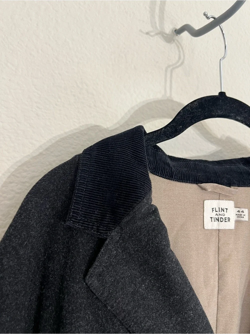 Flint & Tinder Flex Knit Chore Blazer charcoal corduroy collar sz 44 fall